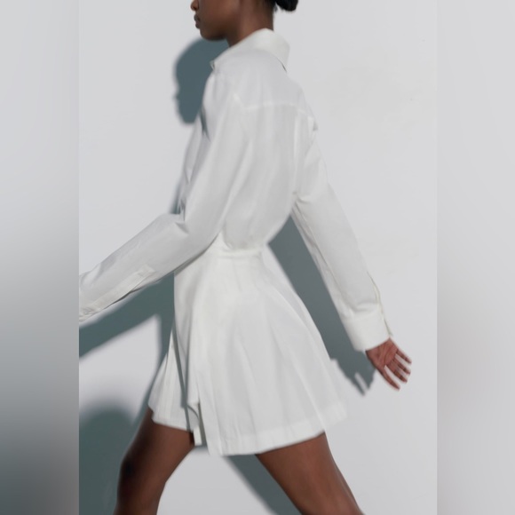 NWT ZARA Pleated Shirt Dress in Size Small - Picture 6 of 12